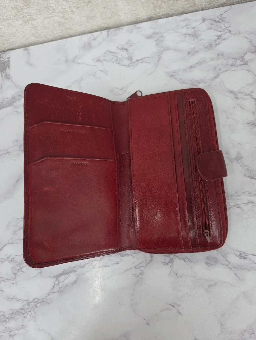 Wilson's Red Leather Passport Holder and Wallet Large Size Vintage Y2K